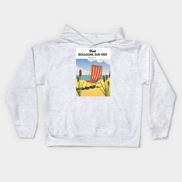 Boulogne-sur-Mer france travel poster Kids Hoodie by nickemporium1